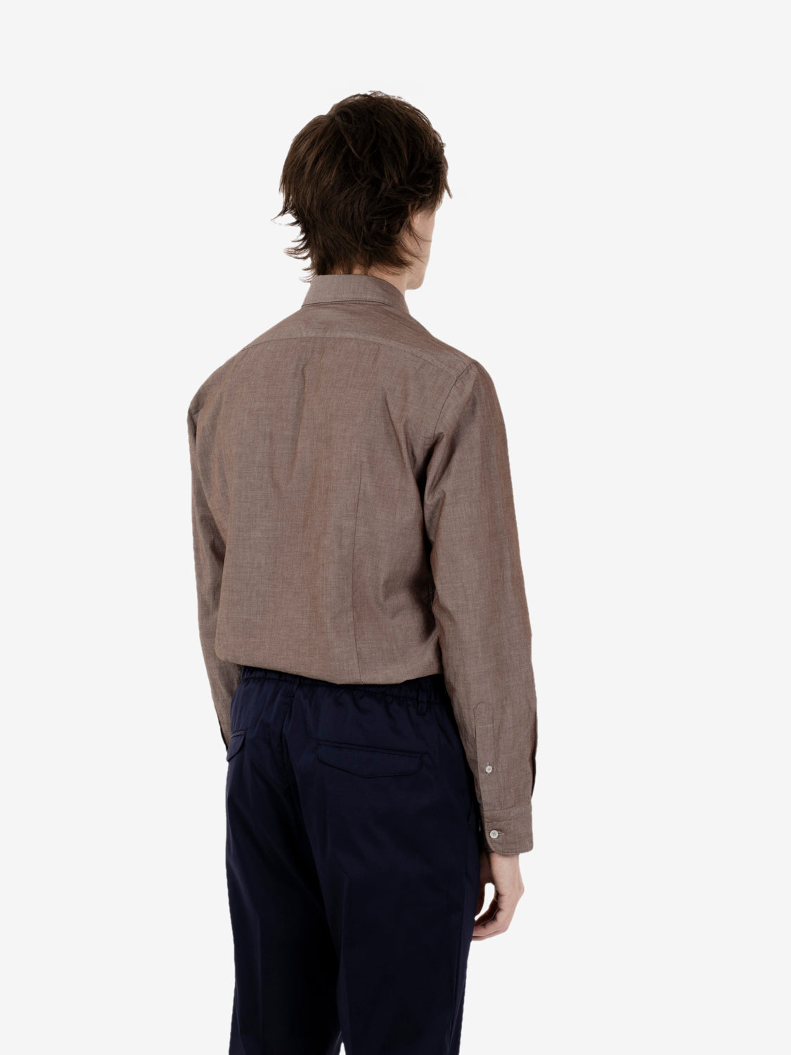 Solid dark brown cotton shirt