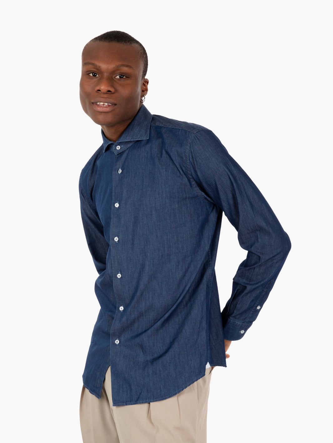 Camicia in denim medio blu