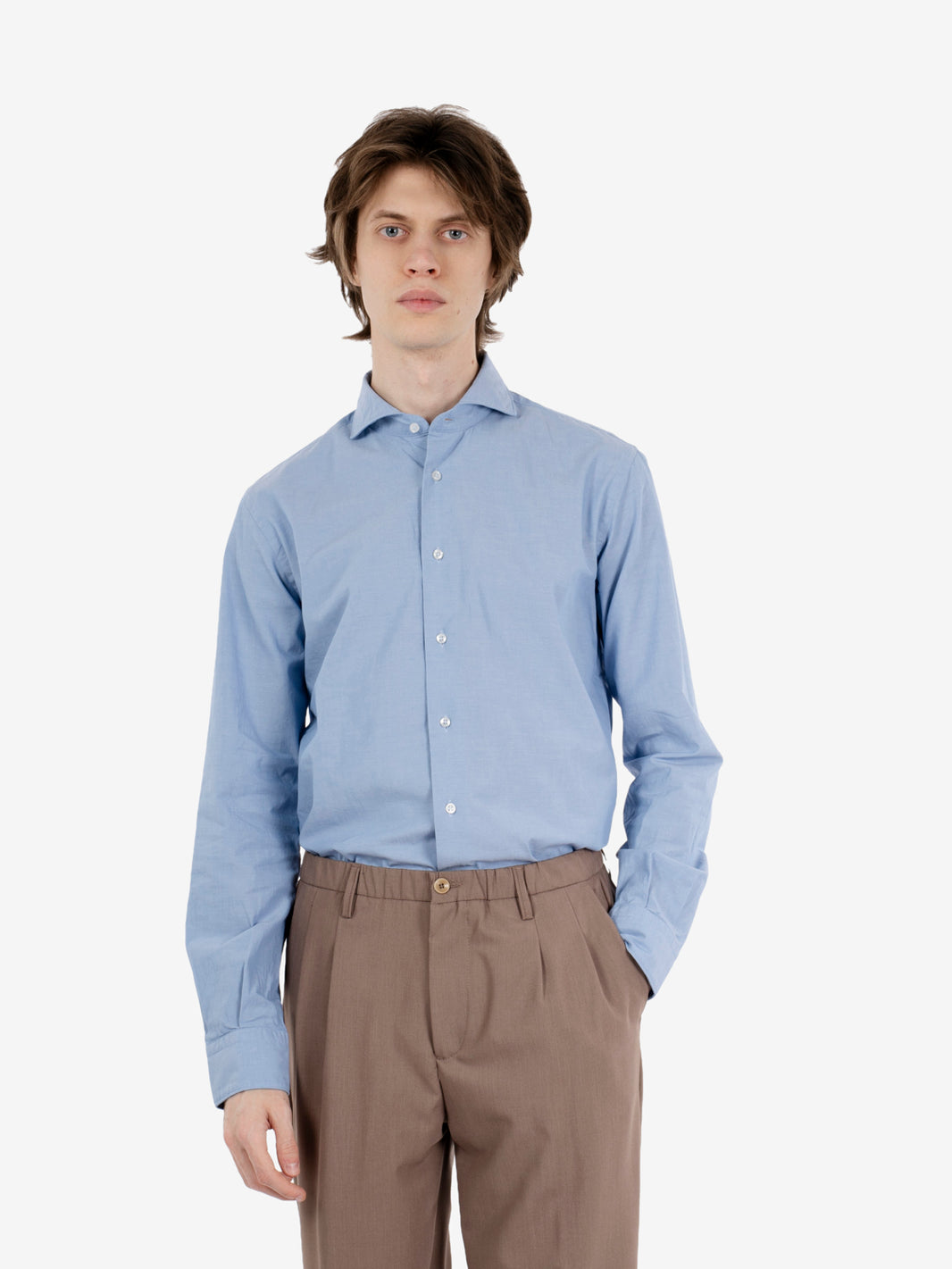 Camicia in denim solid azzurra