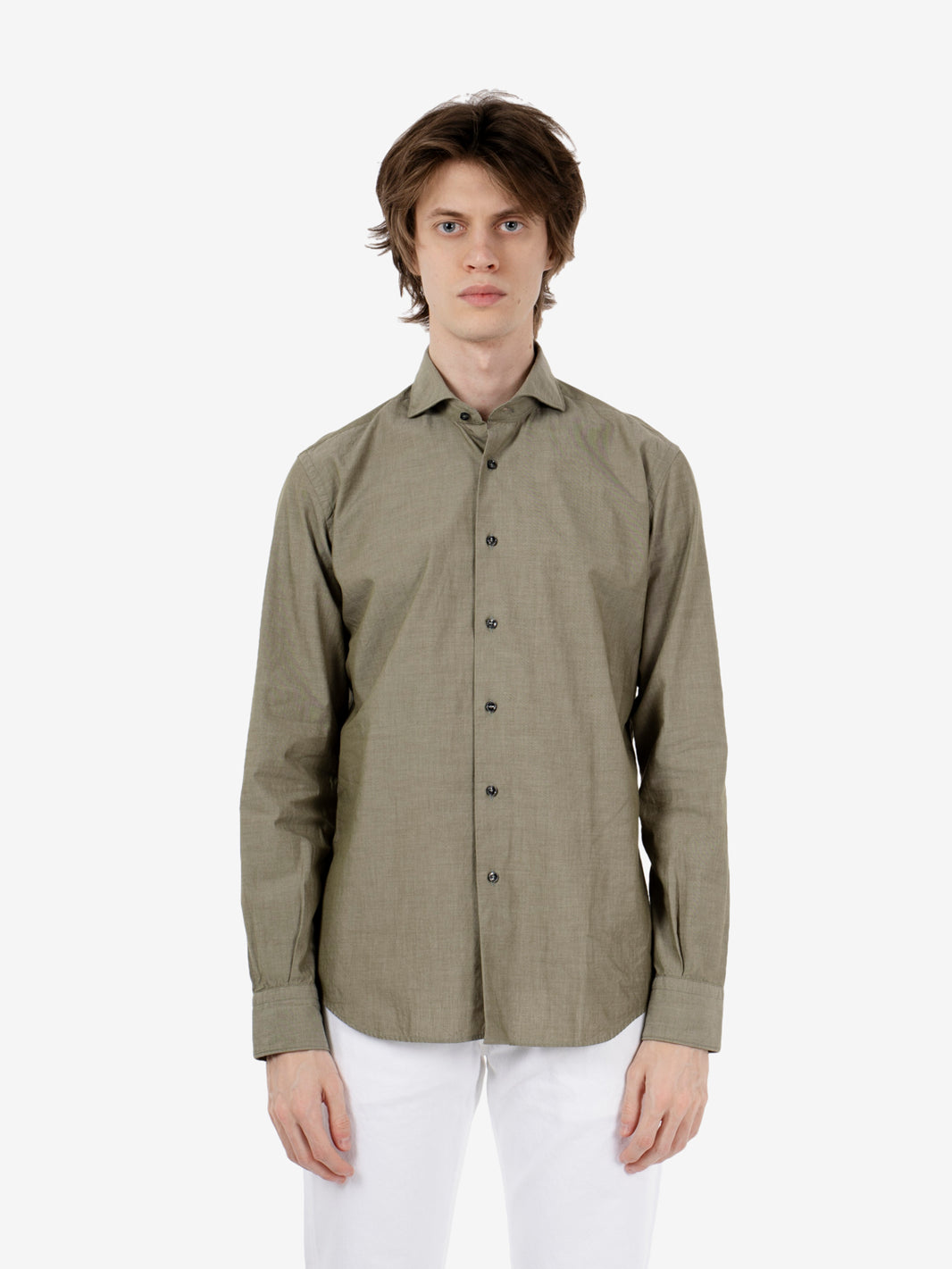 Camicia in denim solid verde