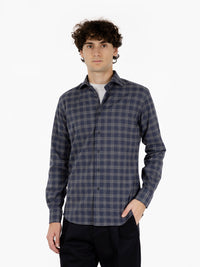 Camicia in flanella grigio / blu