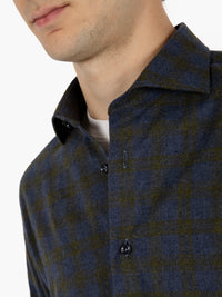 Camicia in flanella verde / blu