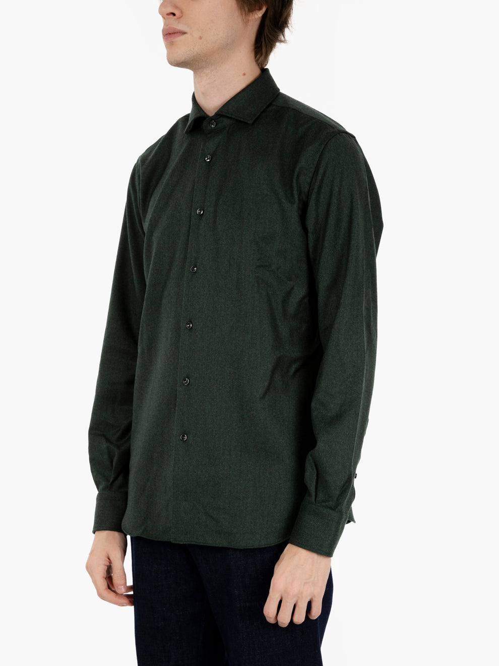 Camicia in lana e cashmere verde