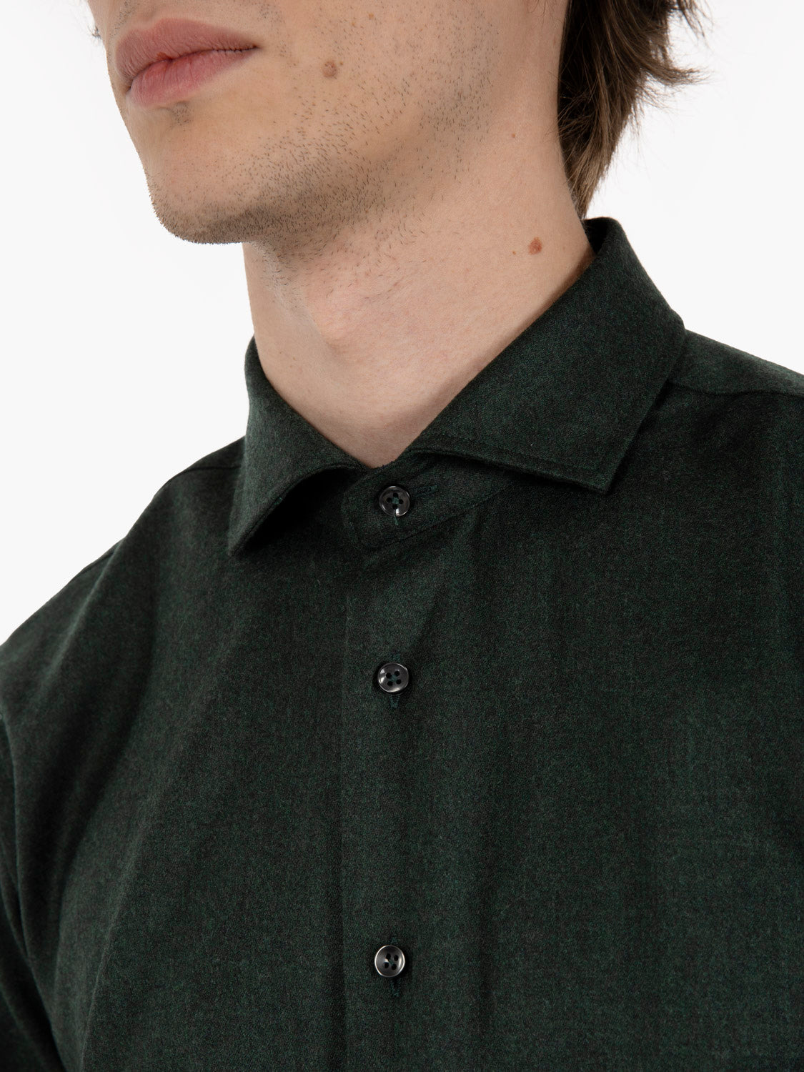 Camicia in lana e cashmere verde