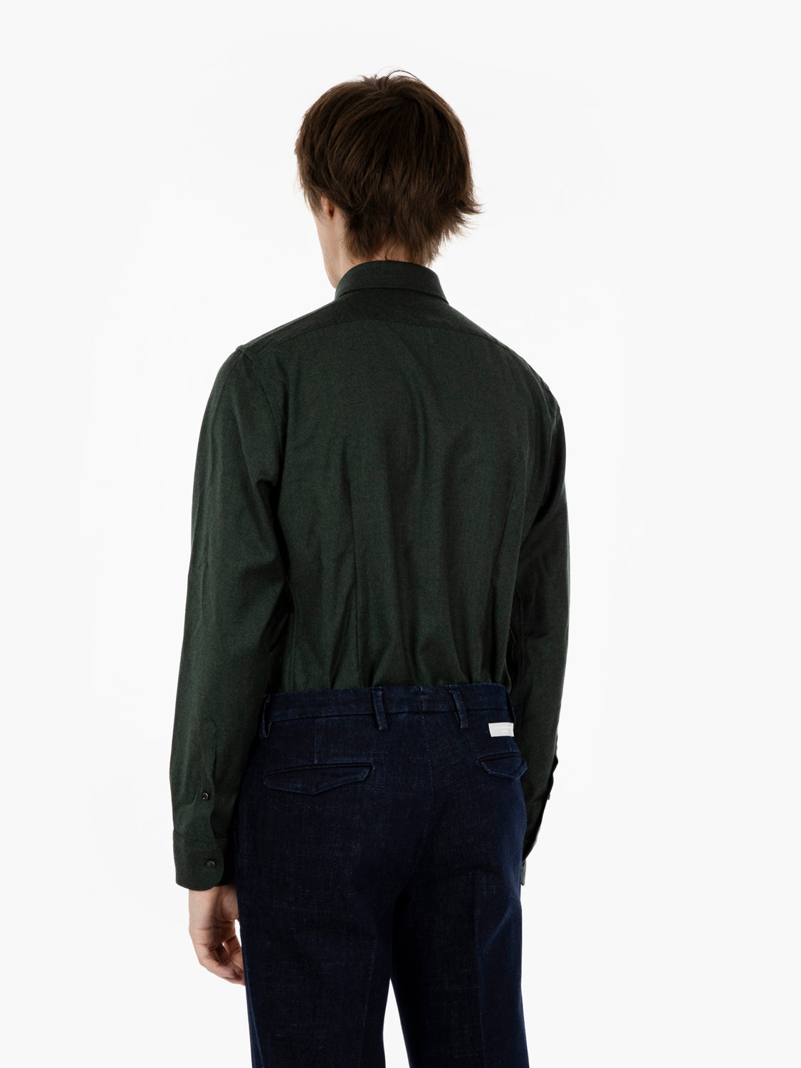 Camicia in lana e cashmere verde