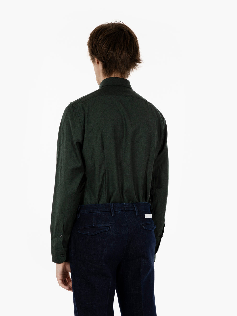 Camicia in lana e cashmere verde