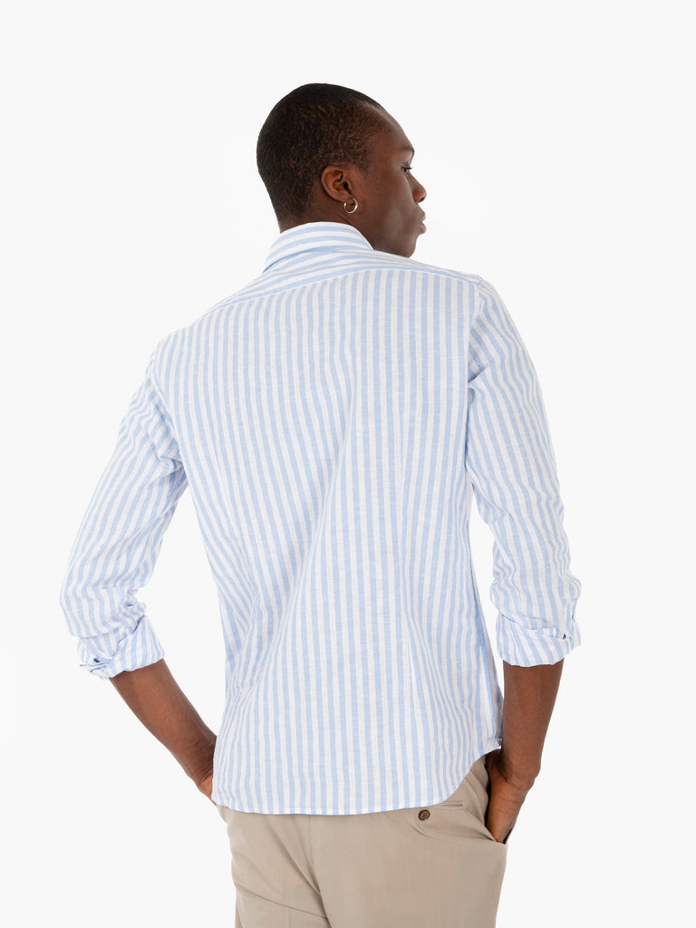 THE SARTORIALIST - Camicia in lino a righe grosse blu / bianco