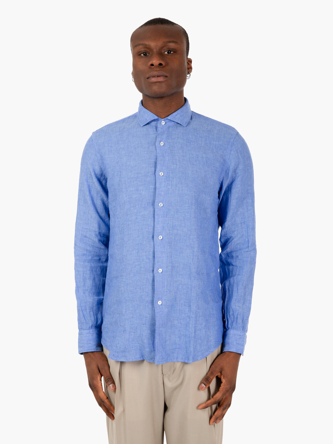 Camicia in lino azzurro