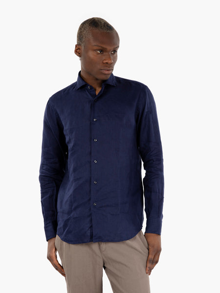 Camicia in lino navy