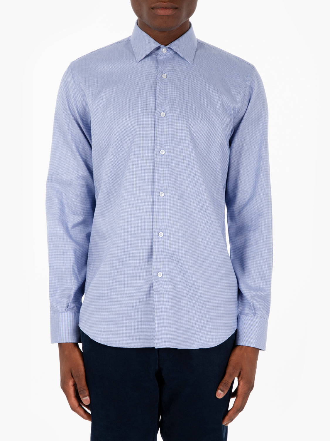 Blue micro-pattern shirt