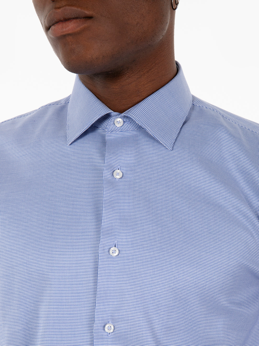 Blue micro-pattern shirt