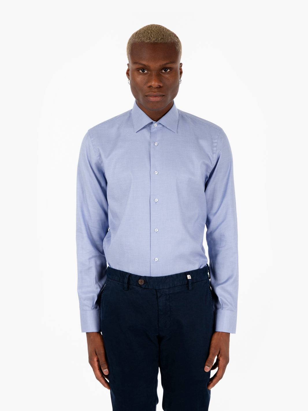 Blue micro-pattern shirt
