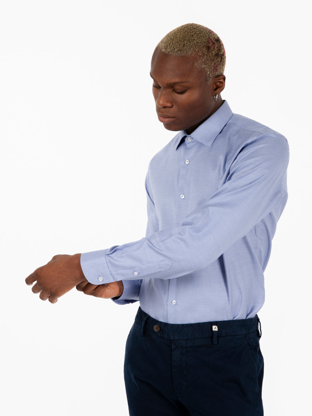 Blue micro-pattern shirt