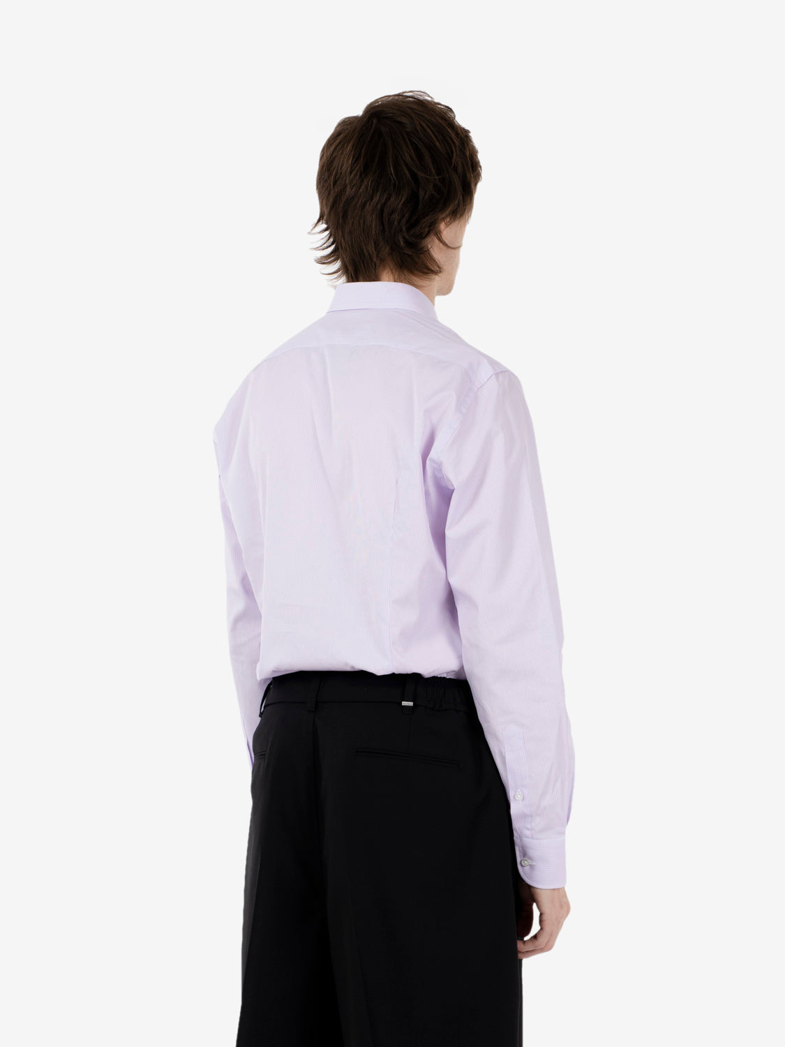 Camicia micro righe lilla/ bianco
