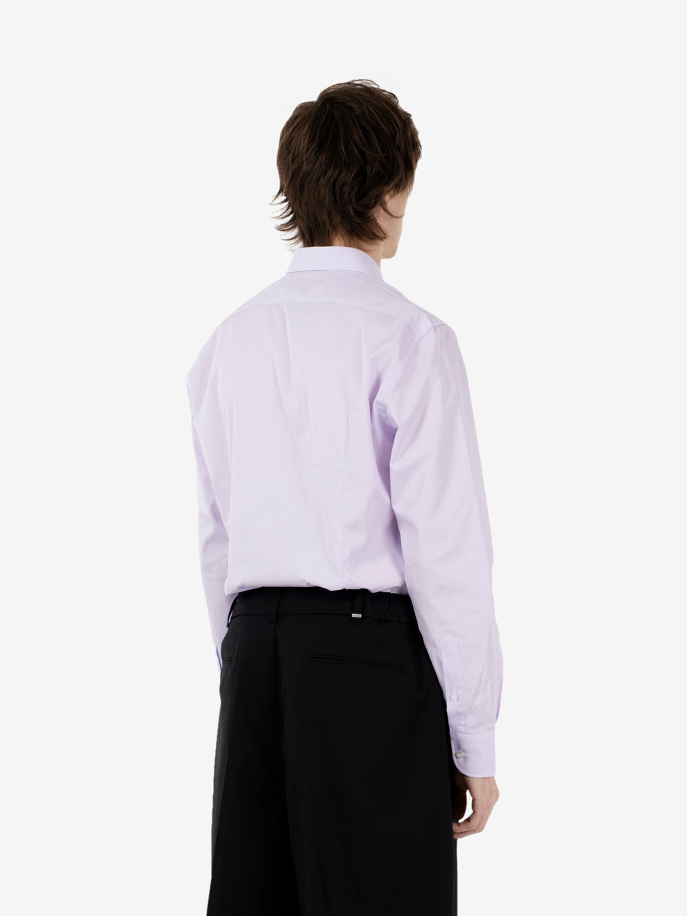 Camicia micro righe lilla/ bianco