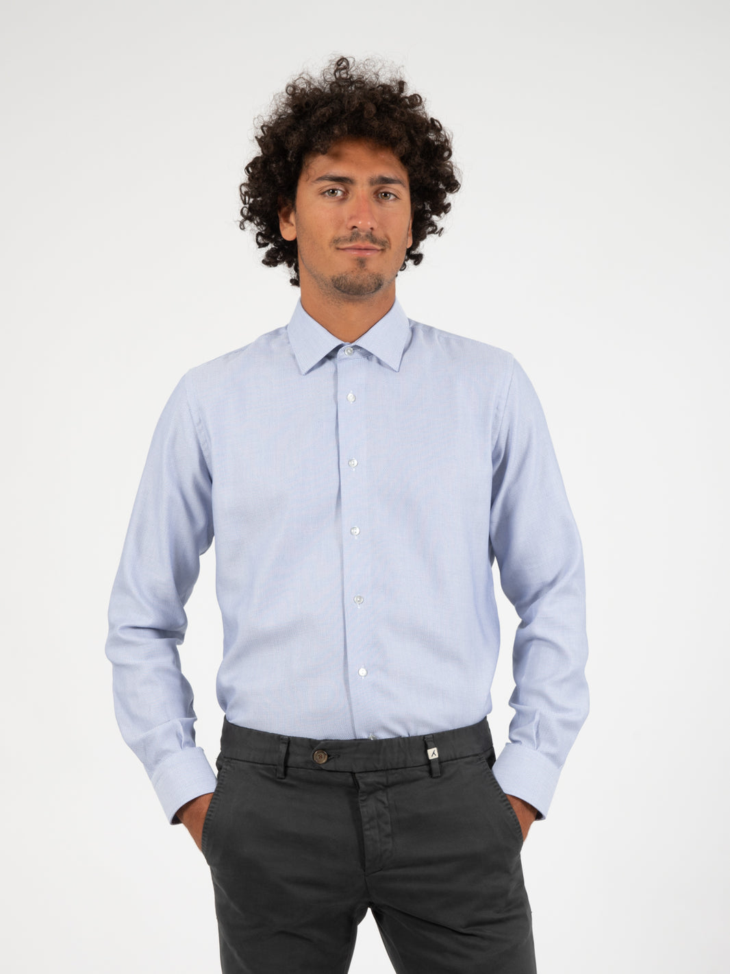 Camicia microfantasia azzurra