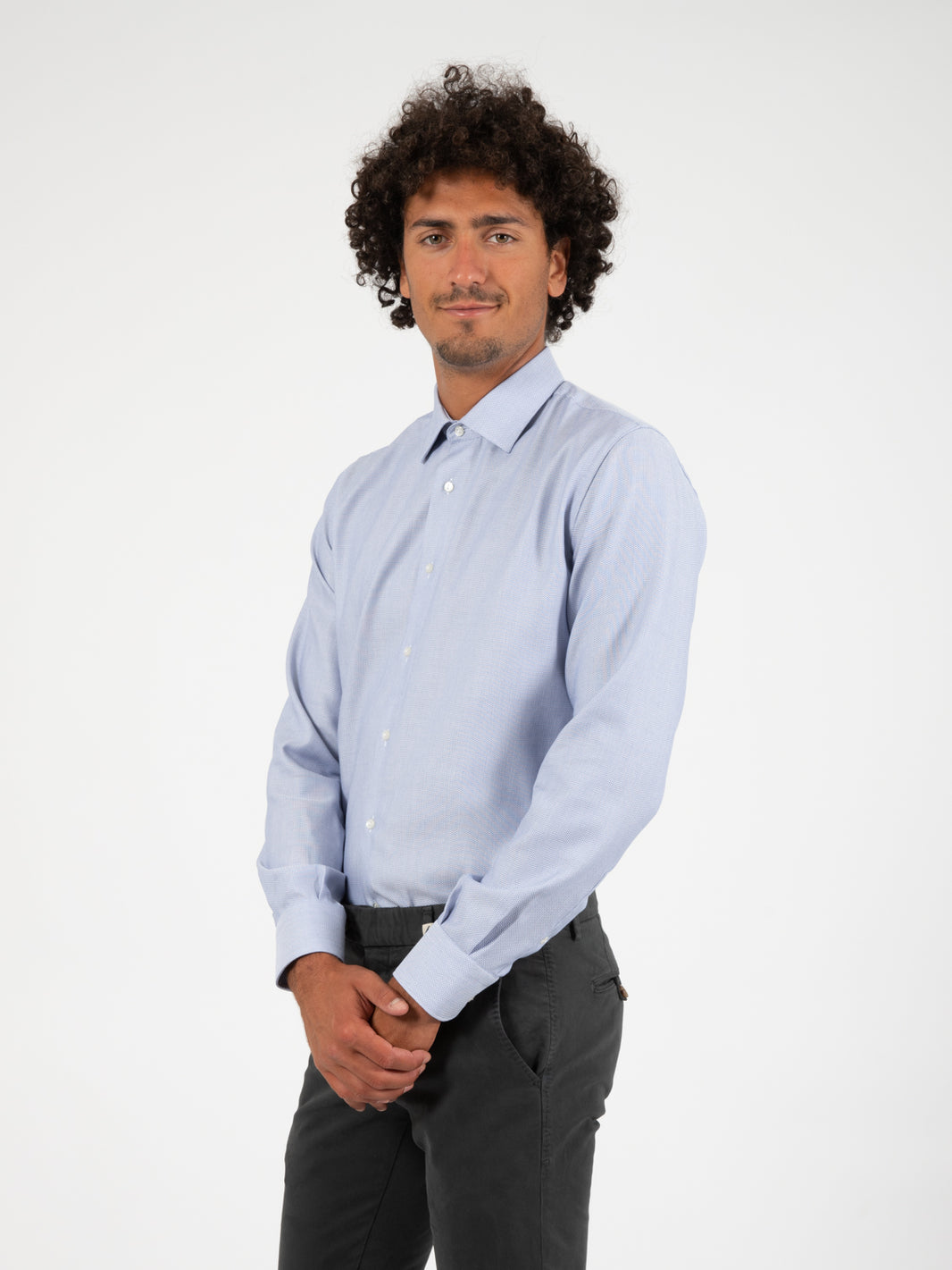 Camicia microfantasia azzurra