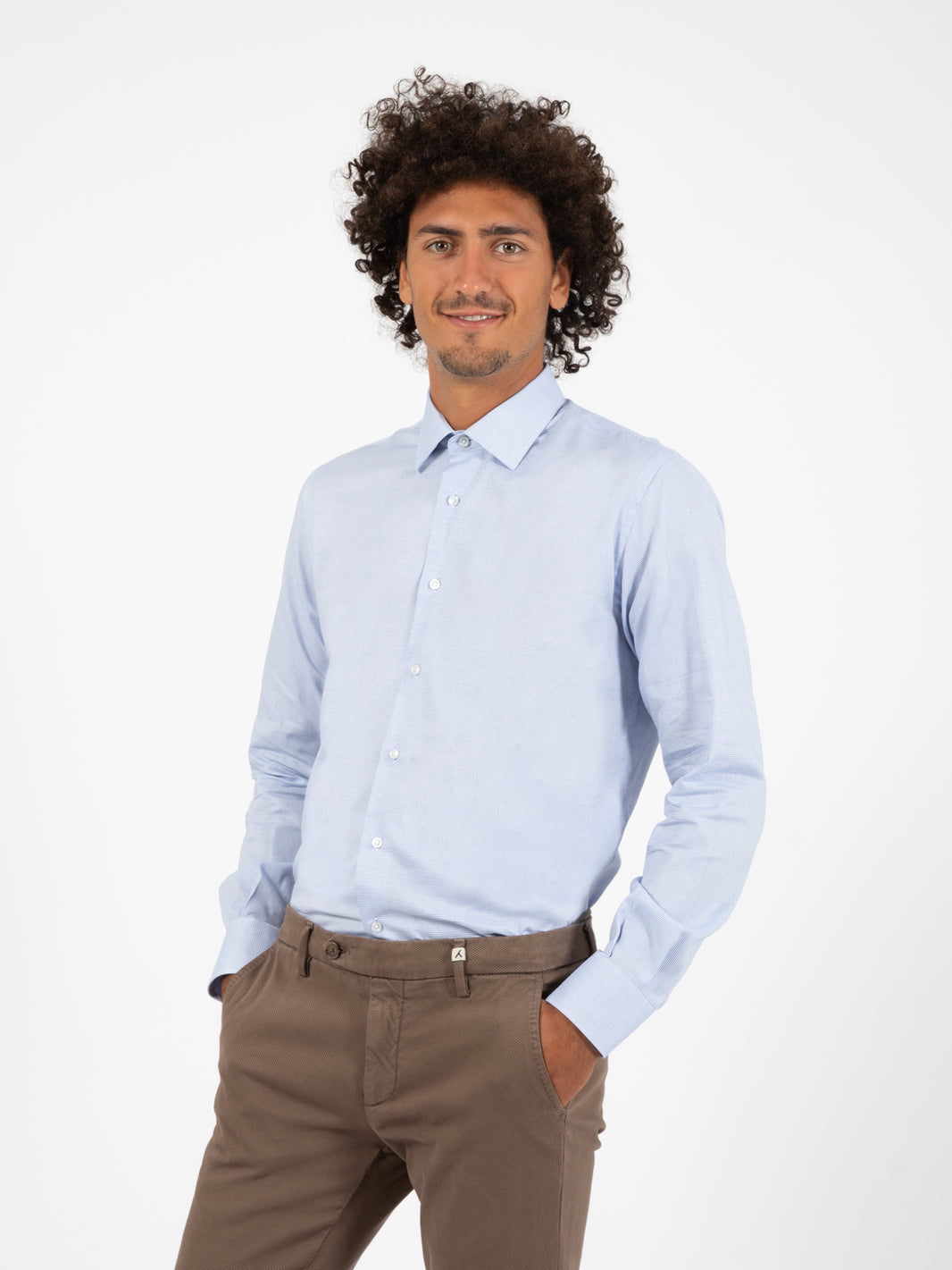 Camicia microfantasia azzurra
