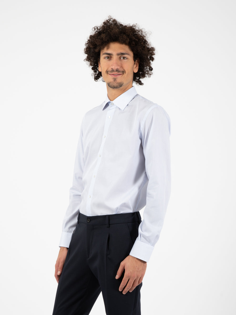 Camicia microfantasia bianco / azzurro