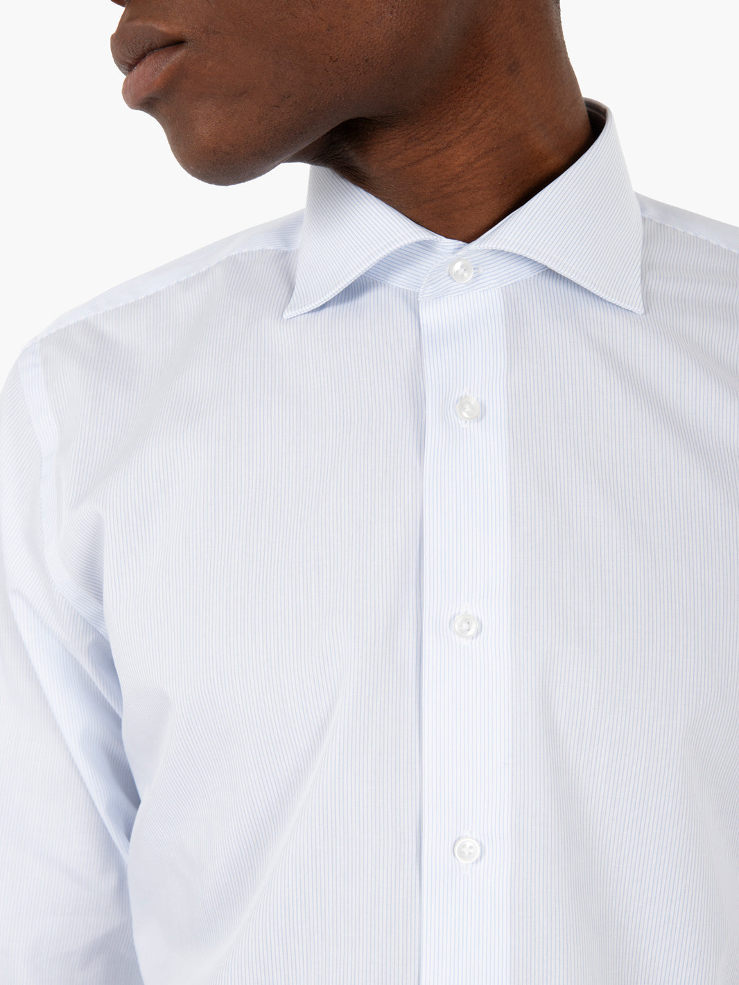 Camicia microriga no iron bianco / azzurro