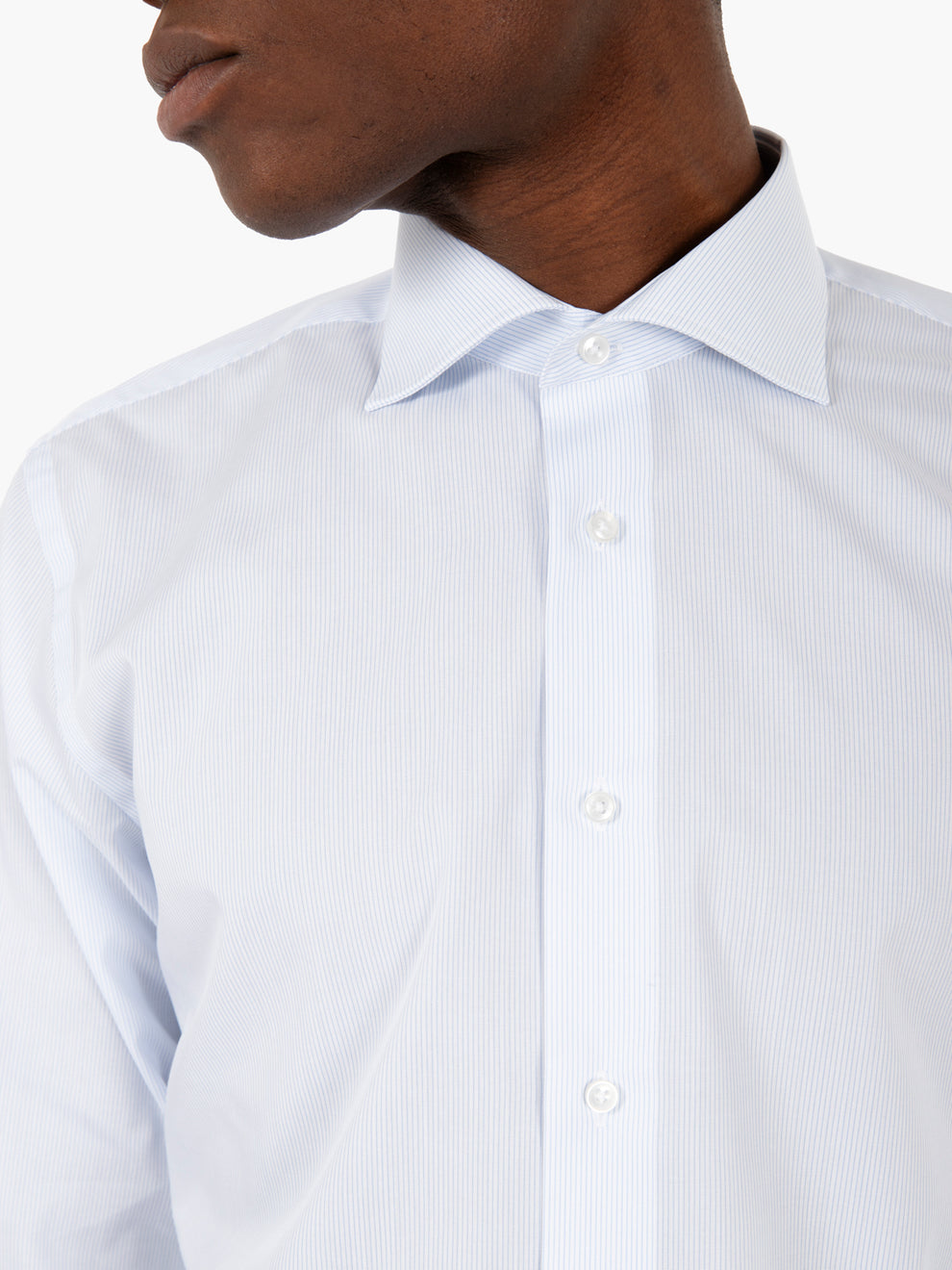 Camicia microriga no iron bianco / azzurro