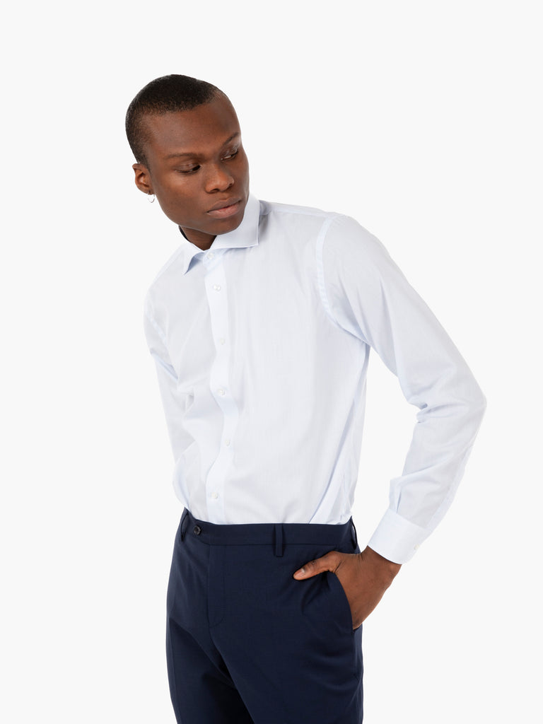 THE SARTORIALIST - Camicia microriga no iron bianco / azzurro