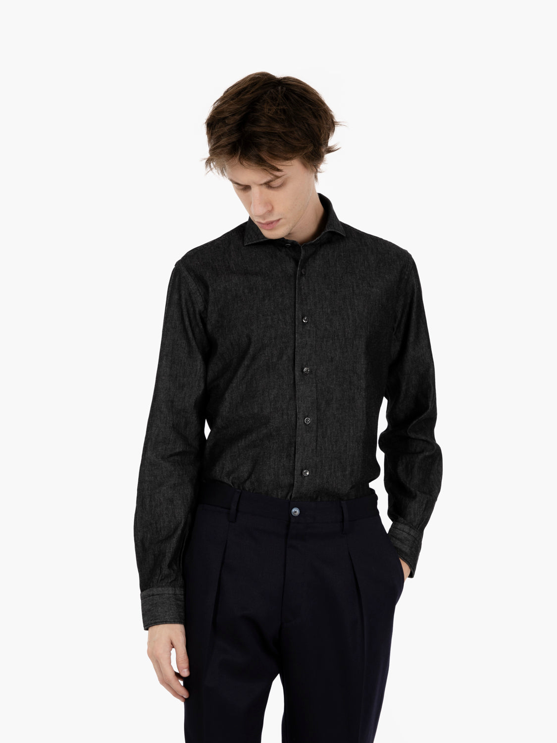 Camicia modern fit denim grigio