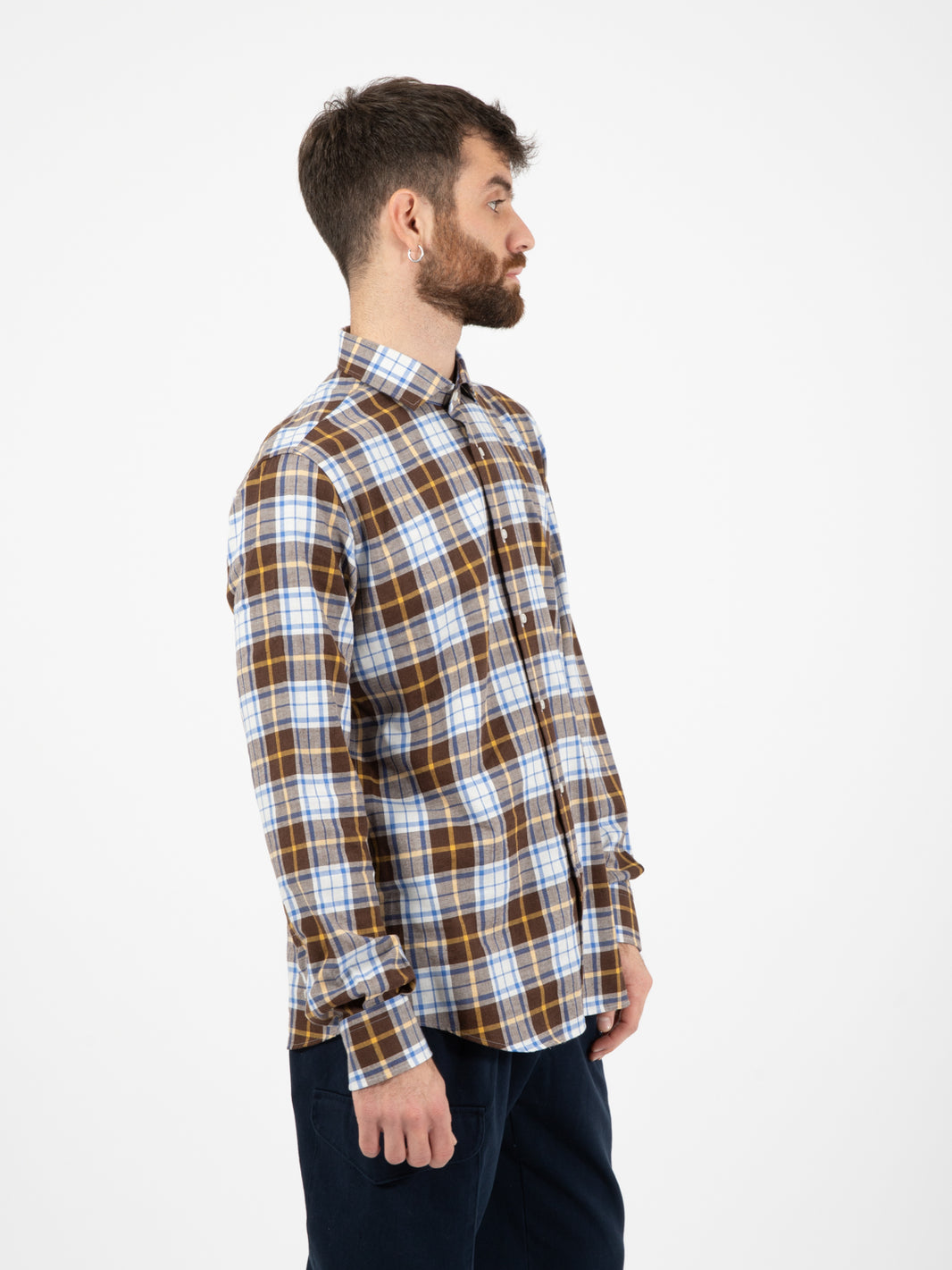 Camicia quadro flanella moro / blu