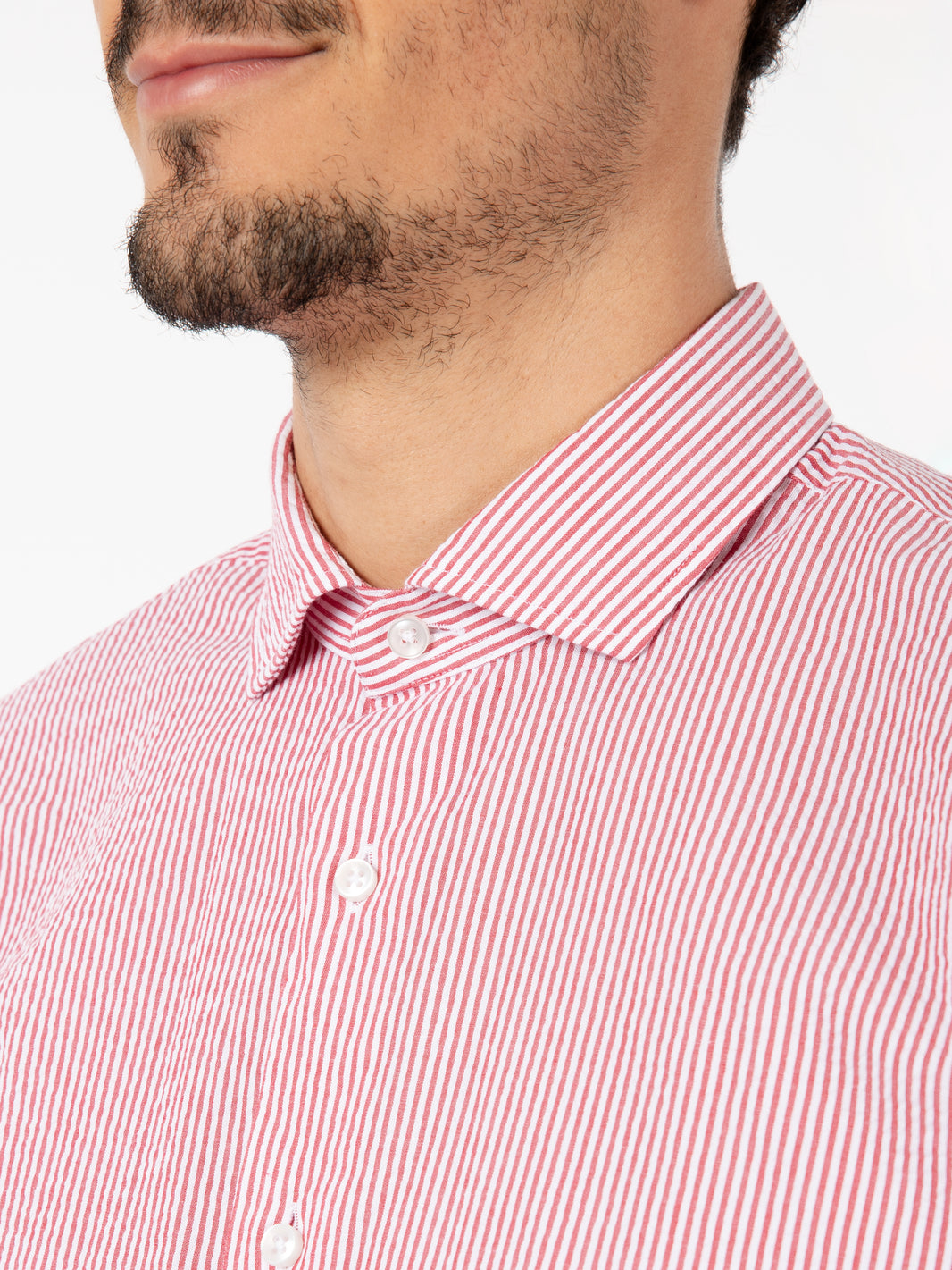 Camicia seersucker righe rosso