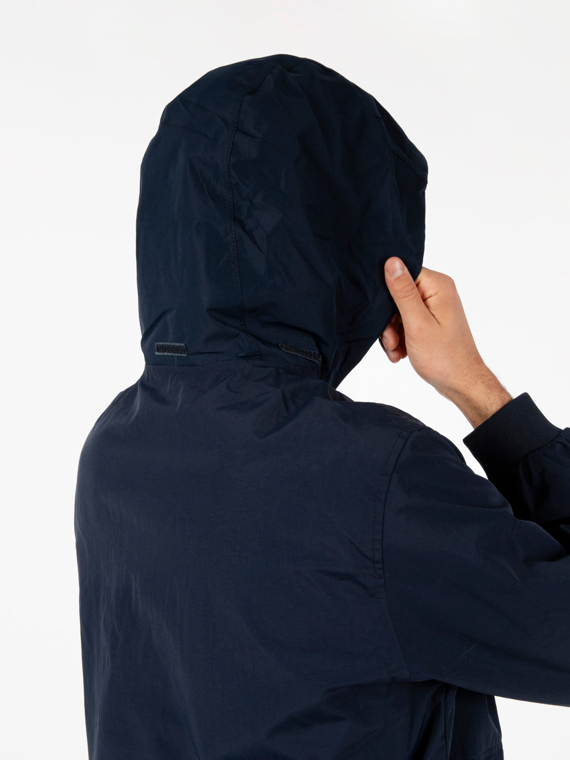 Water resistant dark sapphire bomber jacket