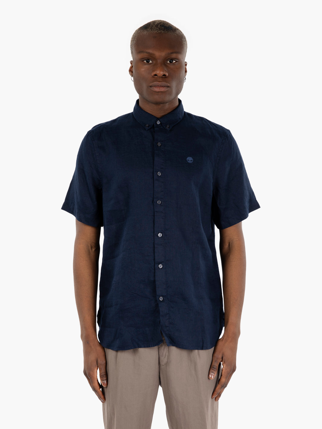 Dark Sapphire Linen Short Sleeve Shirt
