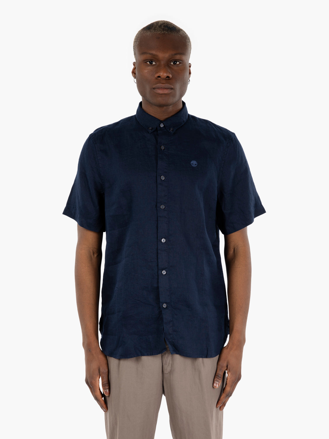 Dark Sapphire Linen Short Sleeve Shirt