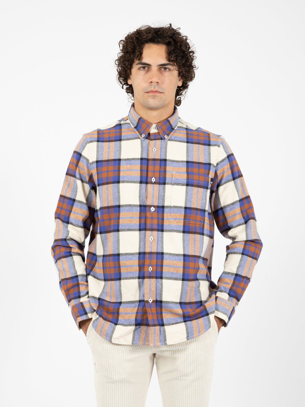 LS Heavy Flannel Plaid Shirt Clematis blue