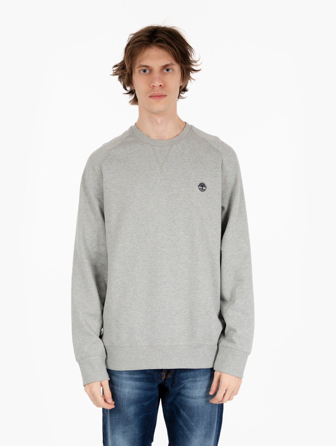 Crewneck sweatshirt with grey fleece interior