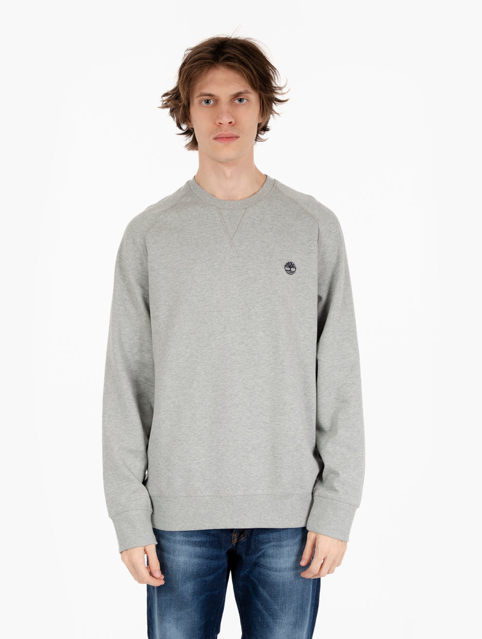 Crewneck sweatshirt with grey fleece interior