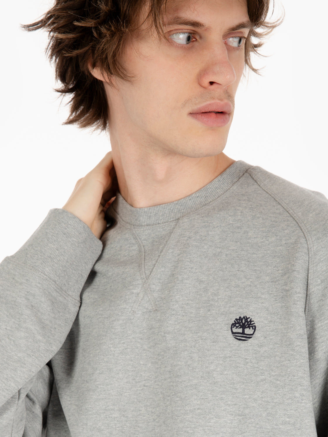 Crewneck sweatshirt with grey fleece interior