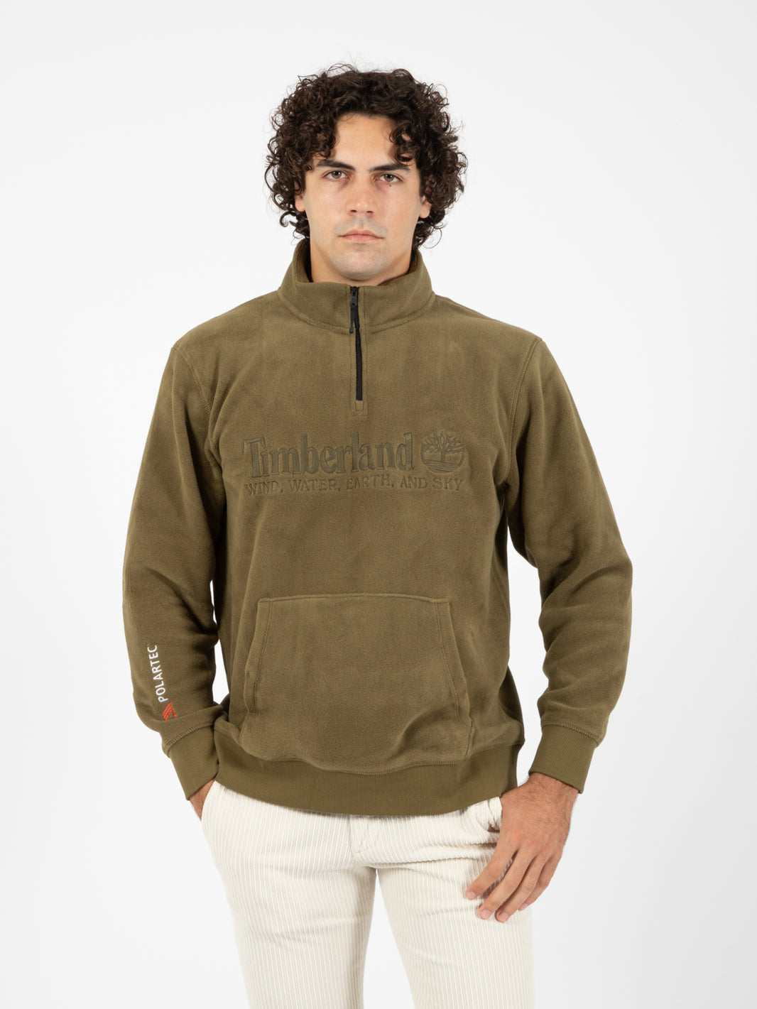 Dark Olive Front Logo Fleece Sweatshirt