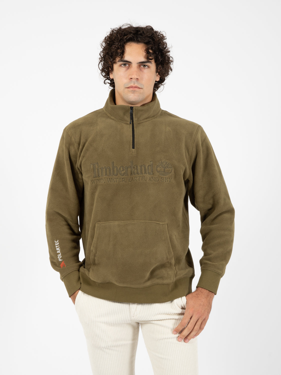 Dark Olive Front Logo Fleece Sweatshirt