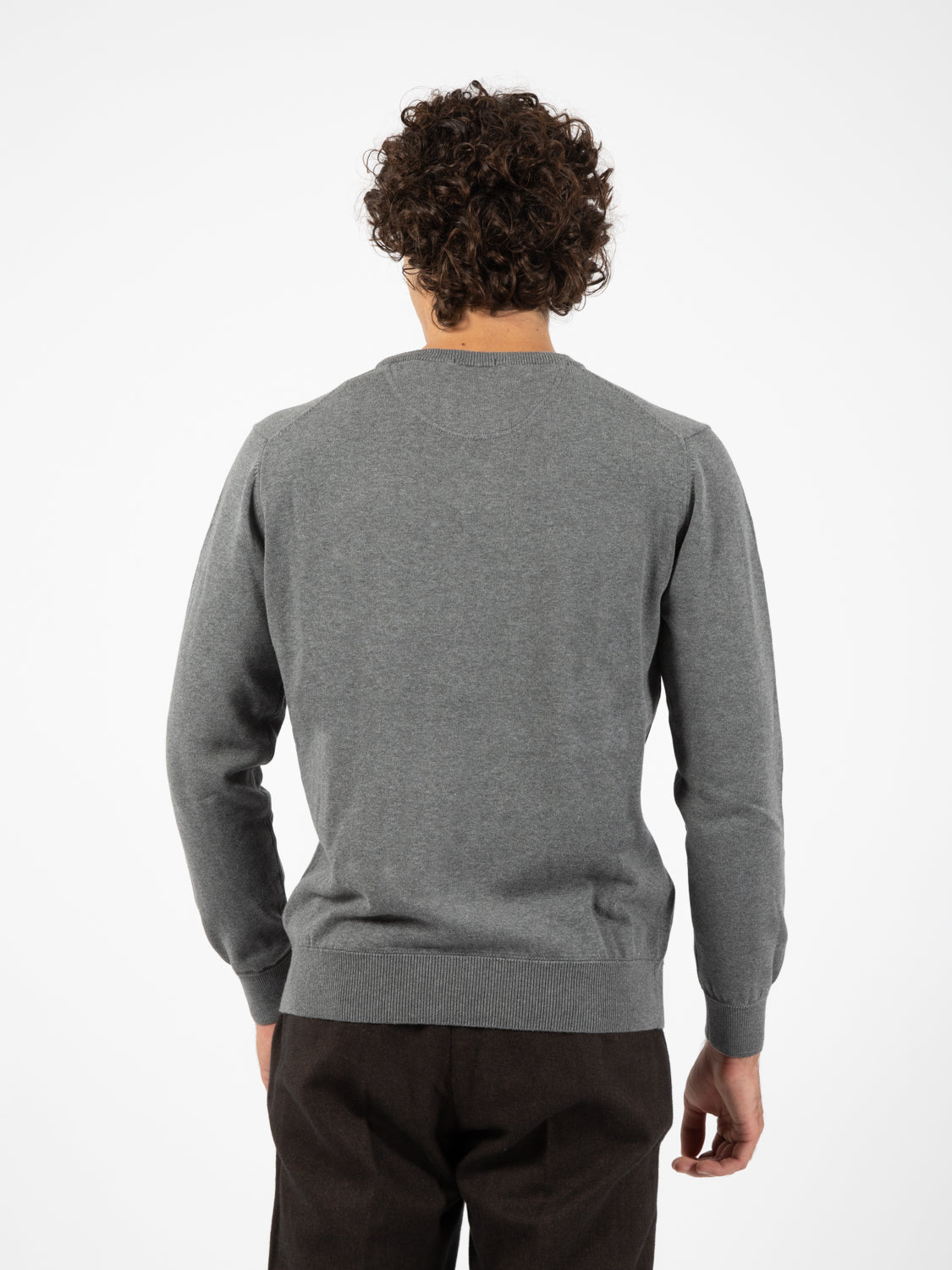 Dark grey heather crew neck cotton sweater
