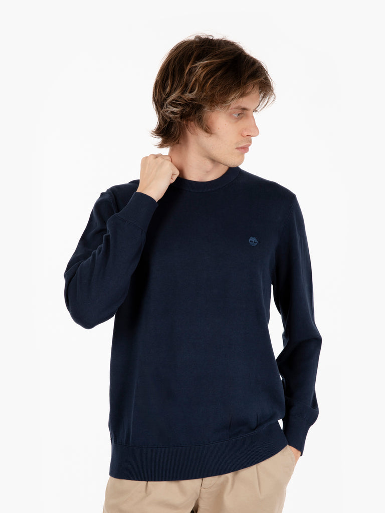 TIMBERLAND - Maglione girocollo in cotone blu