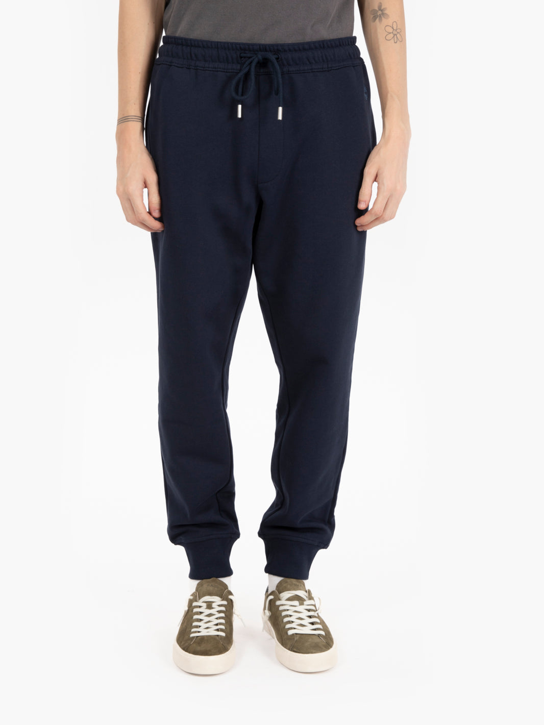 Pantaloni jogger felpati con polsini sul fondo blu