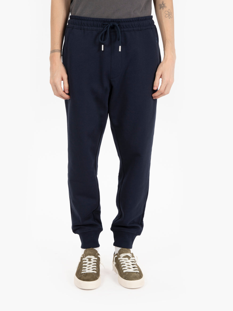 Sweatpants joggers with cuffs on the bottom blue