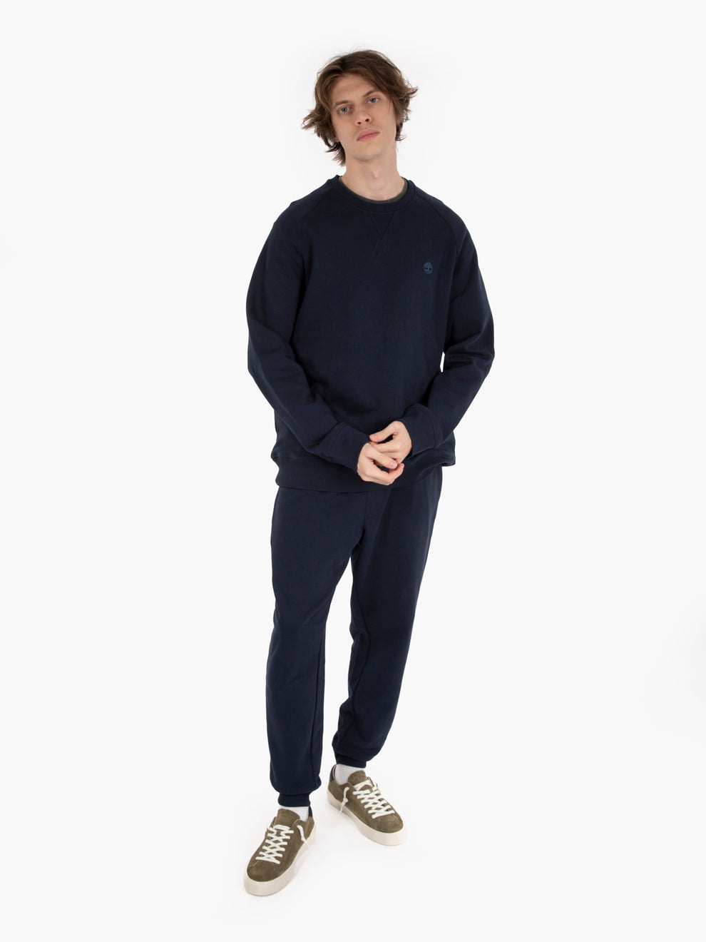 Sweatpants joggers with cuffs on the bottom blue