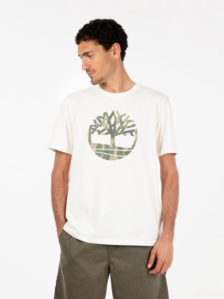 TIMBERLAND - T-shirt Kennebec river camo tree logo vintage white