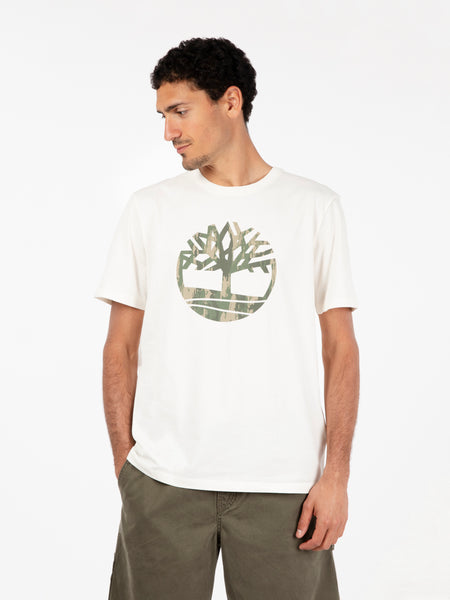 T-shirt Kennebec river camo tree logo vintage white