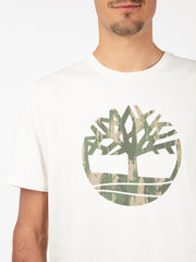 TIMBERLAND - T-shirt Kennebec river camo tree logo vintage white