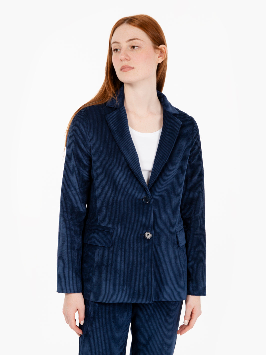 Blazer in velluto a coste blu