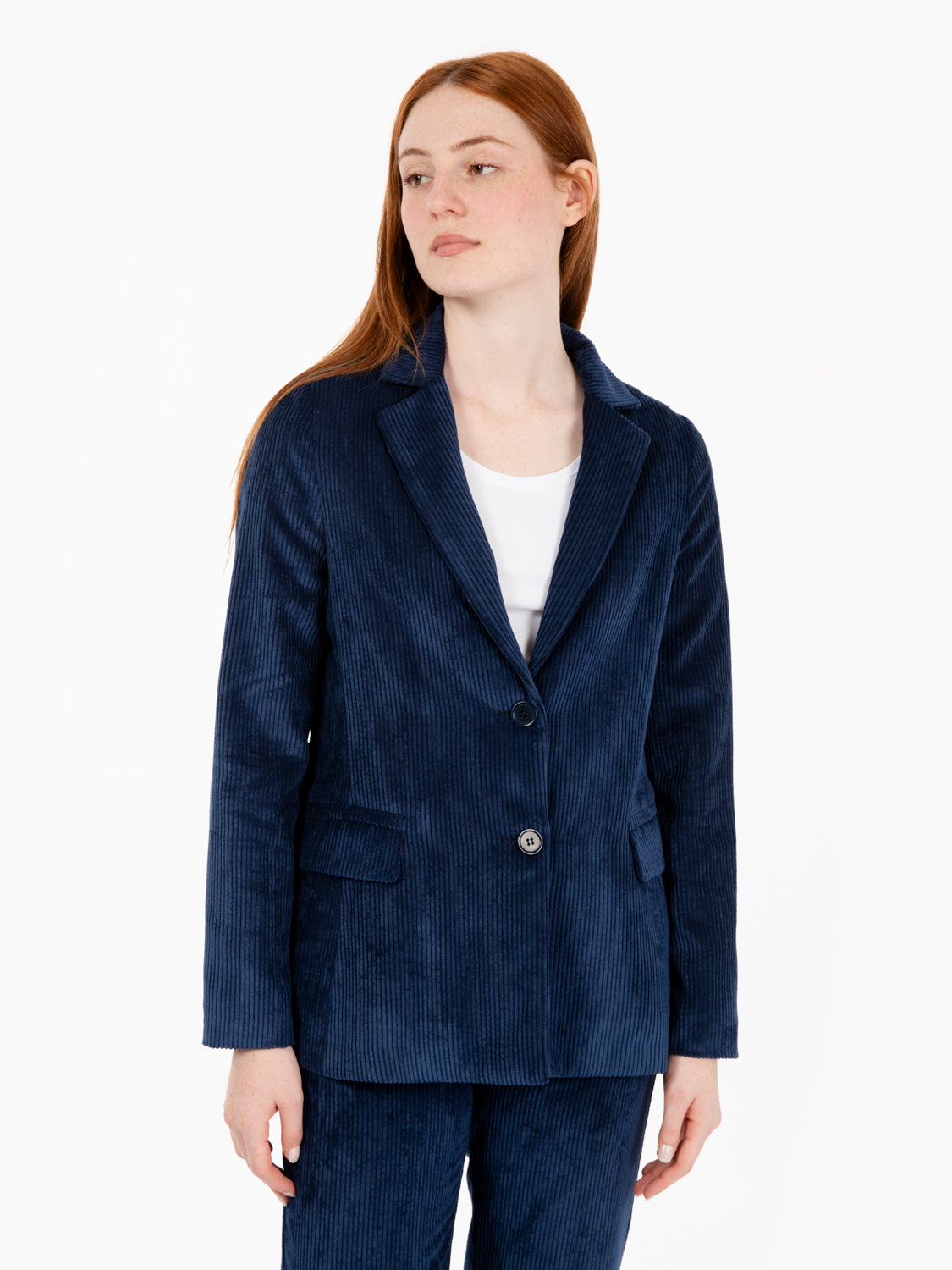 Blazer in velluto a coste blu