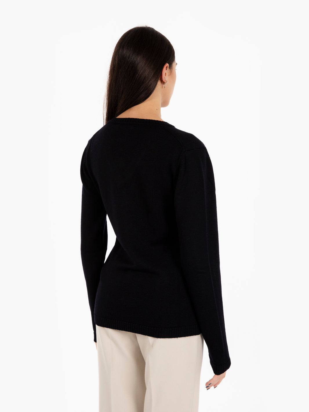 Black V-Neck Wool Sweater
