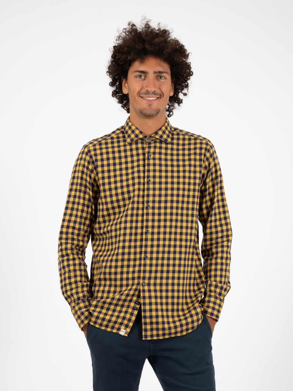 Camicia a quadri giallo / blu